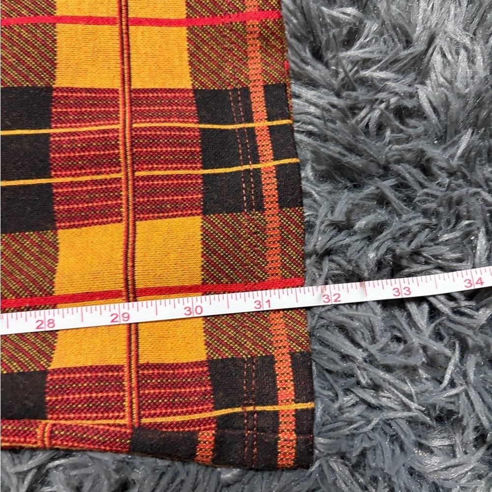 High-Rise Plaid Flared Pants in Yellow & Red - Picture 10 of 10